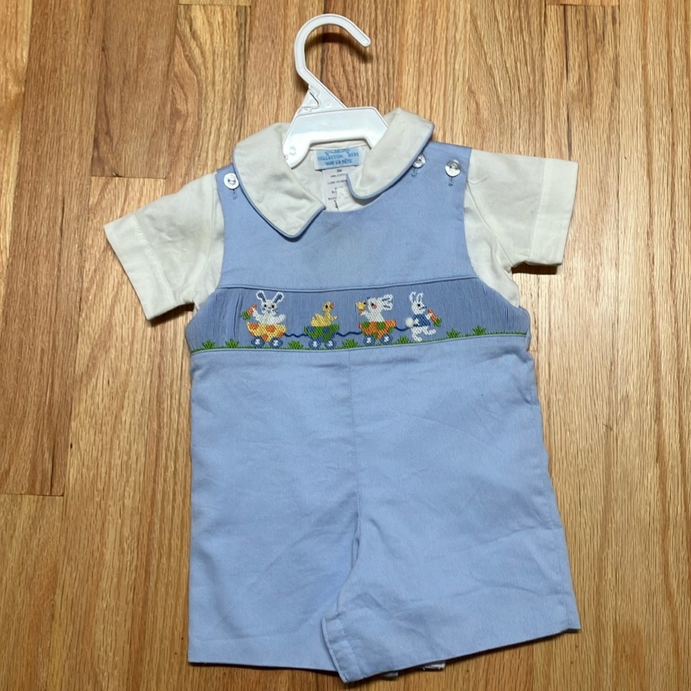 Baby spring or Easter smocked John John outfit